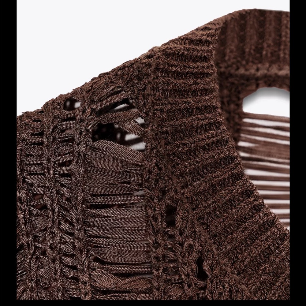 Zara ribbon Knit top, brown - Picture 10 of 15